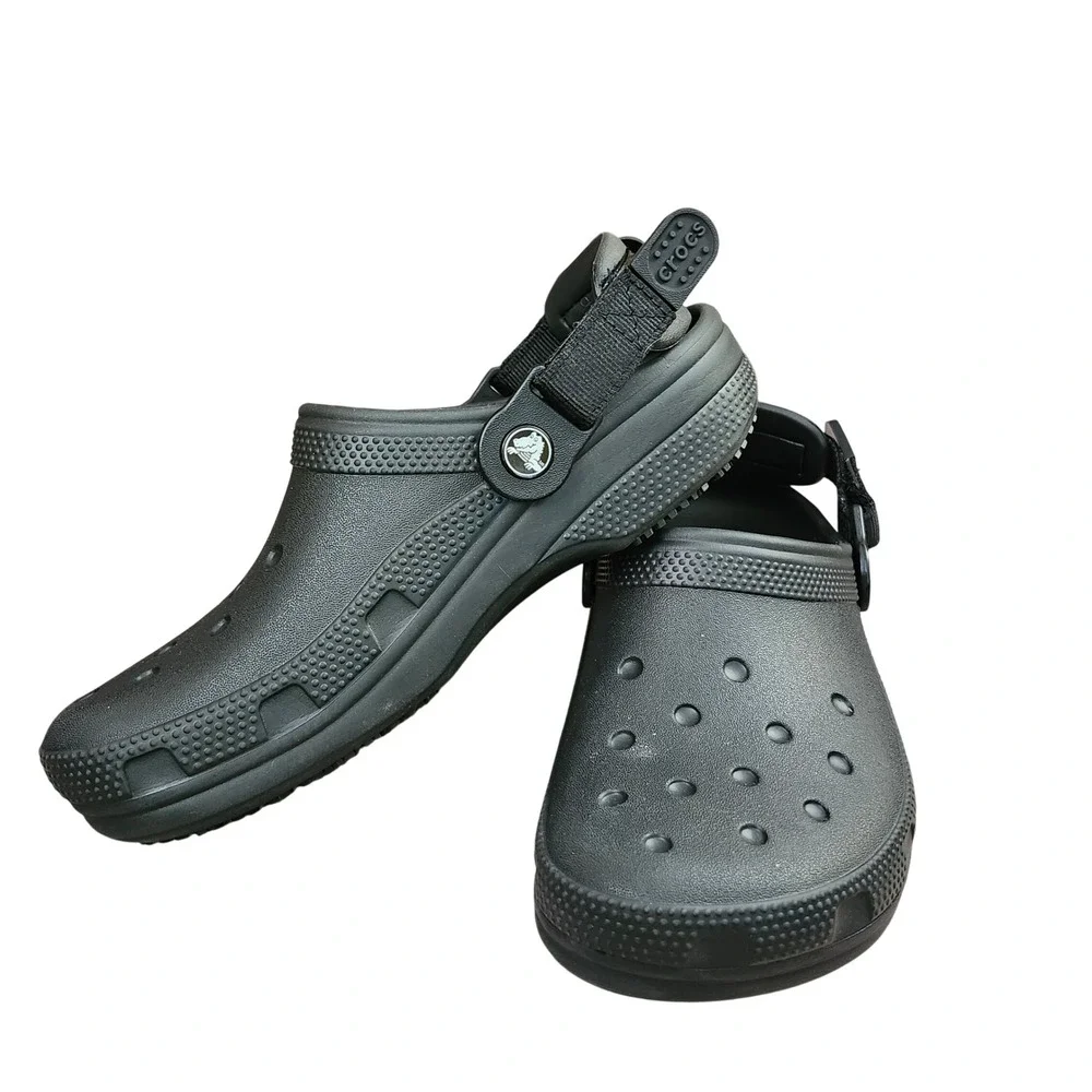 Crocs Classic All-Terrain Clog Black Adjustable Strap M 5 W 7‎ Slip On Rugged